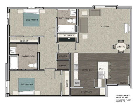 a floor plan of a town house with bedrooms and a living room