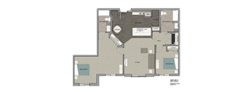 a floor plan of a house with bedrooms and a living room