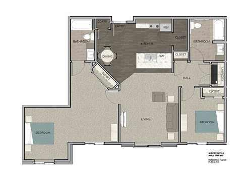 a floor plan of a house with bedrooms and a living room