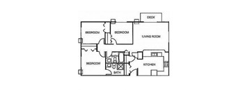 a floor plan of a house with a kitchen and a living room