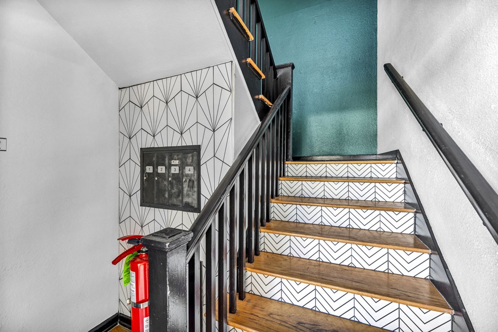 the stairwell of a home with a fire hydrant  at Sunset Ridge, Texas