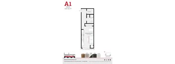 1 bed 1 bath A1 Floor Plan at Beekman on Broadway, Ann Arbor