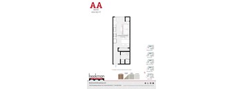 2 bed 1 bath AA Floor Plan at Beekman on Broadway, Michigan