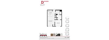 2 bed 2 bath D Shower Floor Plan at Beekman on Broadway, Michigan