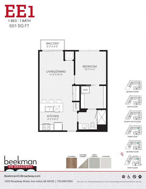 2 bed 2 bath a floor plan of a bedroom apartment 2 bed 2 bath a floor plan of a bedroom apartment at Beekman on Broadway, Ann Arbor