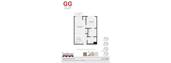 2 bed 1 bath a floor plan of a bedroom apartment at Beekman on Broadway, Ann Arbor, MI, 48105