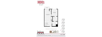 2 bed 1 bath a floor plan of a bedroom apartment at Beekman on Broadway, Michigan, 48105