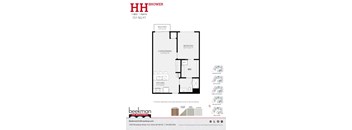 2 bed 1 bath a floor plan of a bedroom apartment at Beekman on Broadway, Michigan, 48105