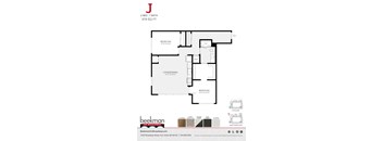 2 bed 1 bath J Floor Plan at Beekman on Broadway, Michigan, 48105