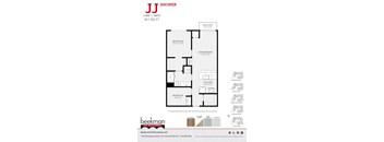 2 bed 1 bath a floor plan of a bedroom apartment at Beekman on Broadway, Ann Arbor, MI, 48105
