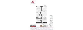 2 bed 1 bath a floor plan of a bedroom apartment at Beekman on Broadway, Michigan, 48105