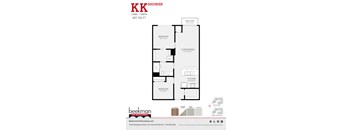 2 bed 1 bath a floor plan of a bedroom apartment with a bathroom and a living room at Beekman on Broadway, Michigan