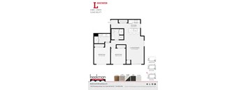 2 bed 2 bath L Shower Floor Plan at Beekman on Broadway, Michigan, 48105