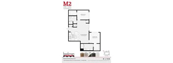 2 bed 2 bath M2 Floor Plan at Beekman on Broadway, Ann Arbor, Michigan