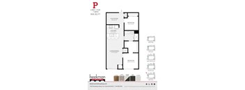 2 bed 1 bath P Floor Plan at Beekman on Broadway, Ann Arbor, MI, 48105