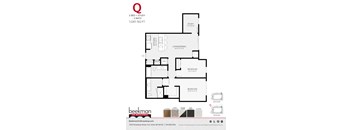 2 bed 2 bath Q Floor Plan at Beekman on Broadway, Ann Arbor, Michigan
