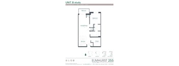 this floor plan is an approximation of a unit b study  at Elmhurst 255, Elmhurst, IL, 60126