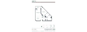 a floor plan for a unit with a bedroom and a bathroom  at Elmhurst 255, Elmhurst, IL, 60126