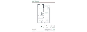a floor plan for a unit with a bedroom and a bathroom  at Elmhurst 255, Elmhurst, Illinois