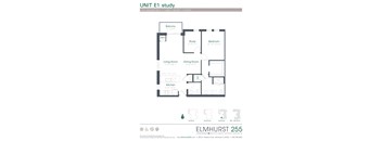 a floor plan of a unit with a bedroom and a living room  at Elmhurst 255, Elmhurst, IL
