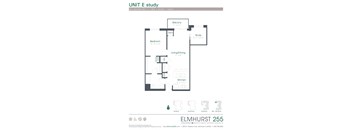 a floor plan for a unit with a bedroom and a bathroom  at Elmhurst 255, Illinois, 60126
