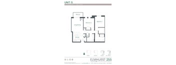 a floor plan for a unit with a bedroom and a living room  at Elmhurst 255, Elmhurst, IL, 60126