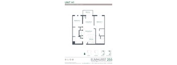 a floor plan for a unit with a bedroom and a living room  at Elmhurst 255, Elmhurst, IL