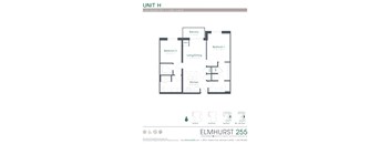 a floor plan for a unit with a bedroom and a bathroom  at Elmhurst 255, Elmhurst, Illinois