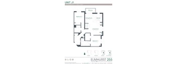 a floor plan of a unit with a bedroom and a living room  at Elmhurst 255, Elmhurst, Illinois