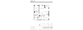 a floor plan of a unit with a bedroom and a living room  at Elmhurst 255, Elmhurst, Illinois