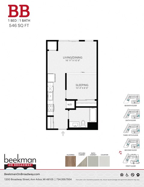 2 bed 2 bath BB Floor Plan 2 bed 2 bath BB Floor Plan at Beekman on Broadway, Ann Arbor, 48105