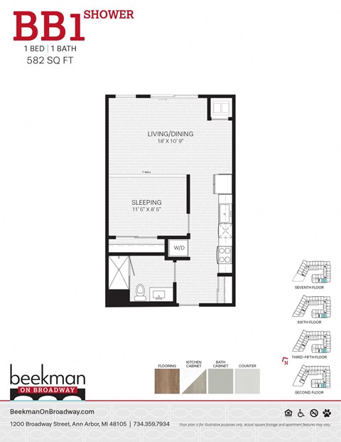 2 bed 2 bath BB1 Floor Plan 2 bed 2 bath BB1 Floor Plan at Beekman on Broadway, Michigan