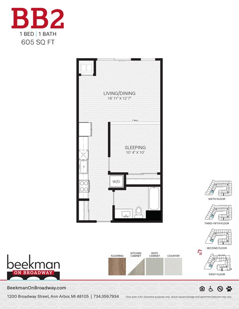 2 bed 2 bath BB2 Floor Plan 2 bed 2 bath BB2 Floor Plan at Beekman on Broadway, Ann Arbor, MI