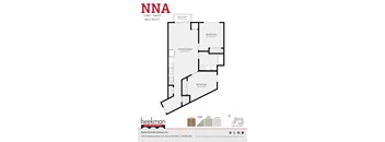 2 bed 1 bath NNA Floor Plan at Beekman on Broadway, Michigan
