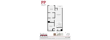2 bed 1 bath PP Floor Plan at Beekman on Broadway, Ann Arbor, MI