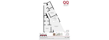 2 bed 1 bath QQ Floor Plan at Beekman on Broadway, Ann Arbor, 48105