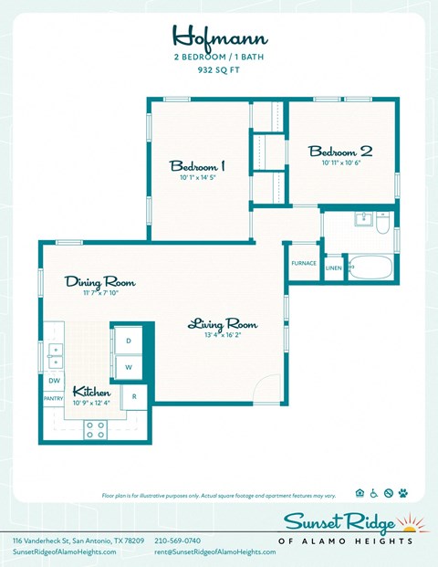 2 bed / 1 bath Hofmann