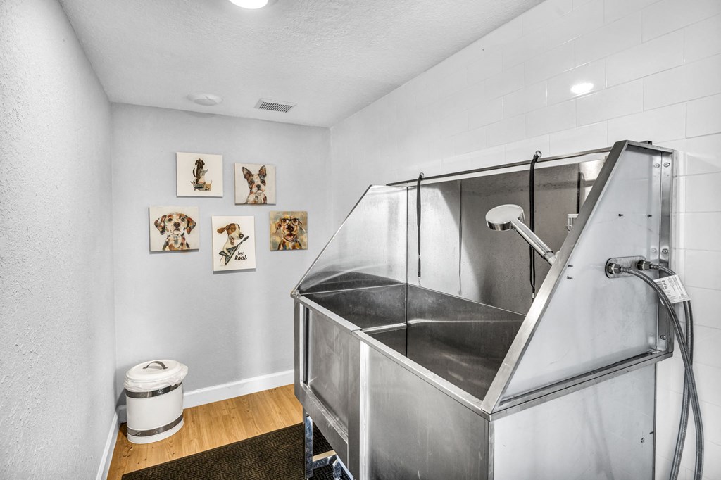 a small bathroom with a shower and a sink