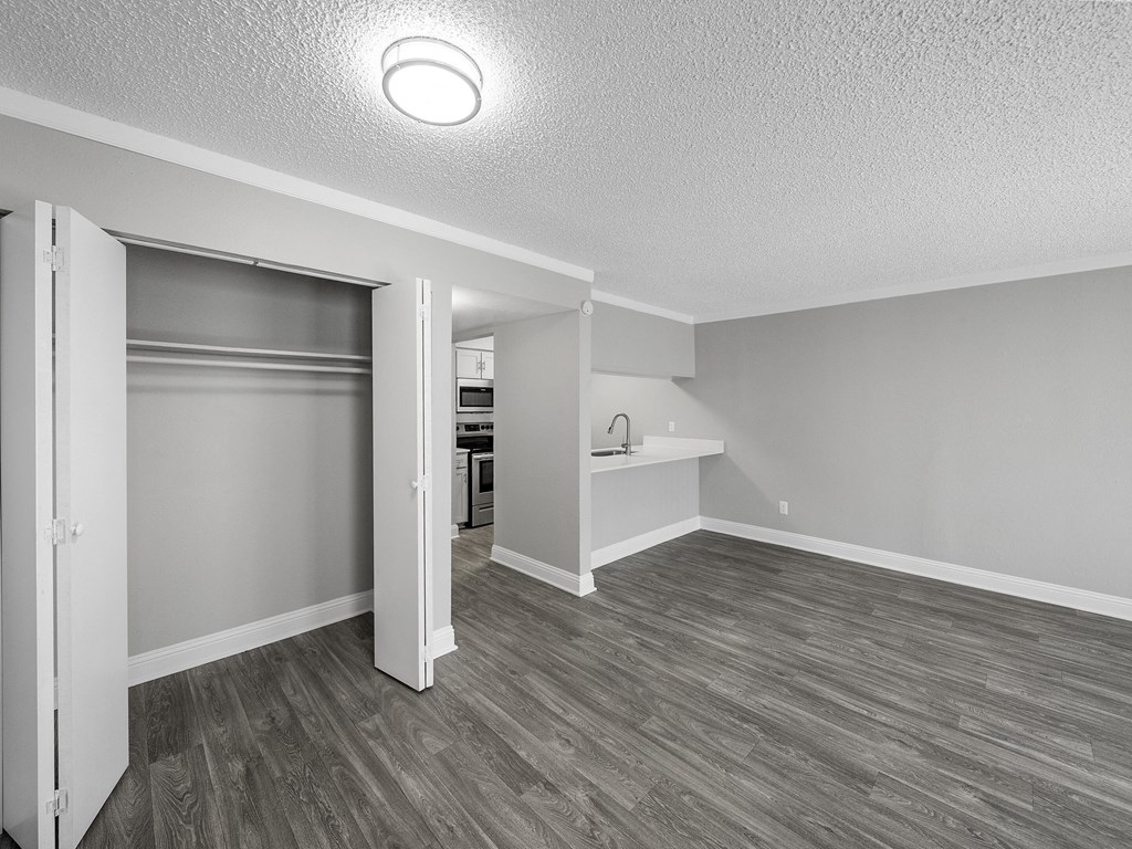 Room with closet at The Stella, Irving, TX