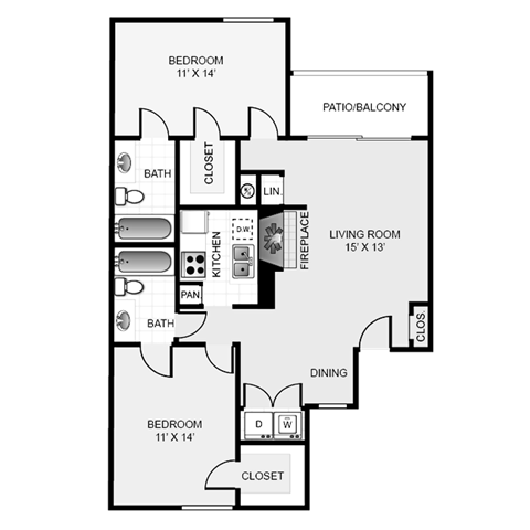 2b Floor Plan 2b Floor Plan at Keller Oaks, Carrollton, TX 75006 ?