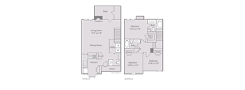 a floor plan of a living room and a dining room