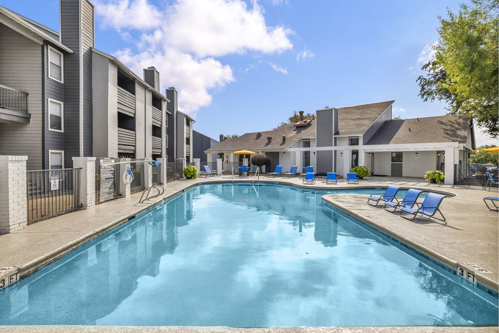 our apartments have a resort style pool with lounge chairs