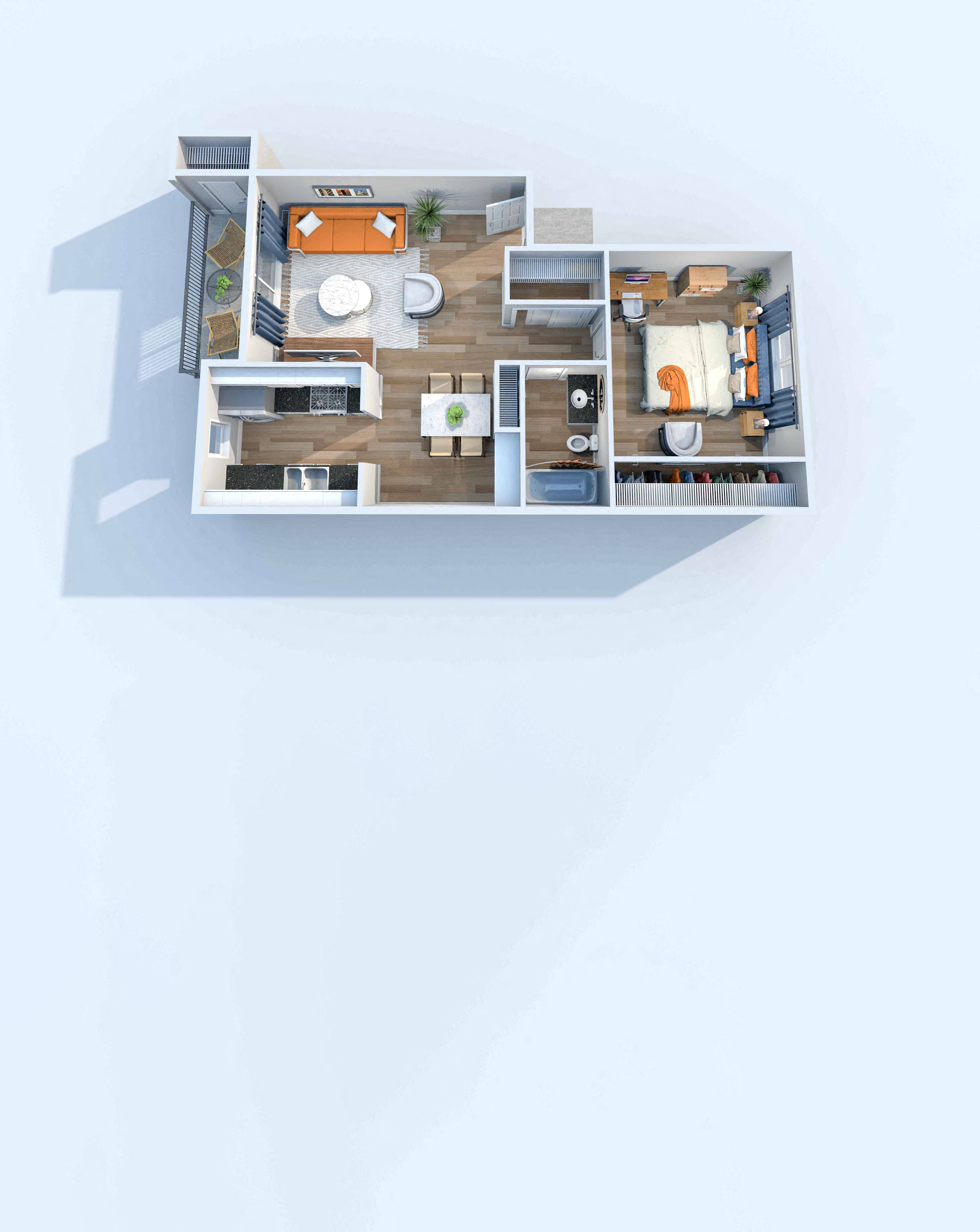 The Stella, One Bedroom, One Bath - 619 SF