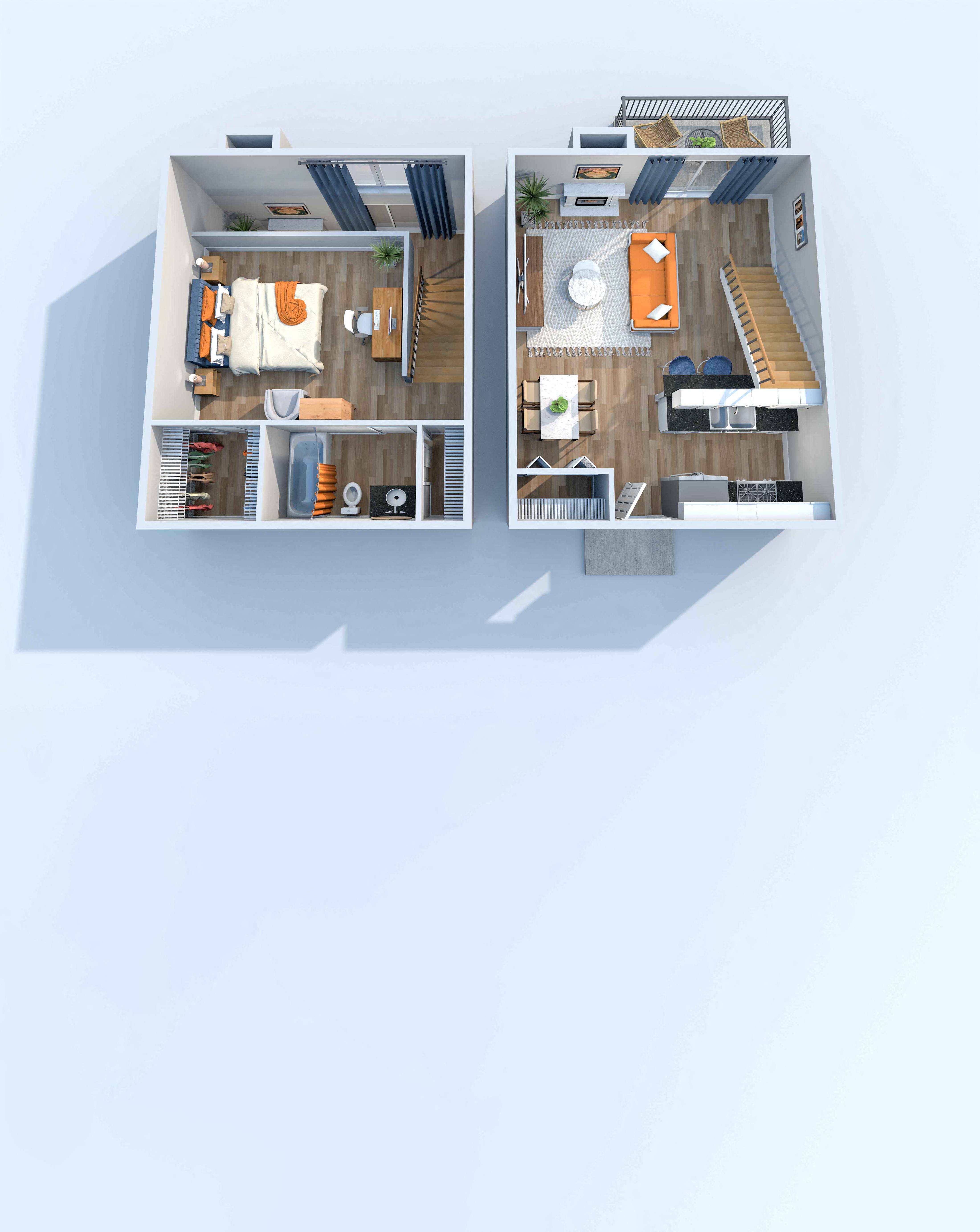 The Stella, One Bedroom, One Bath Townhome - 756 SF