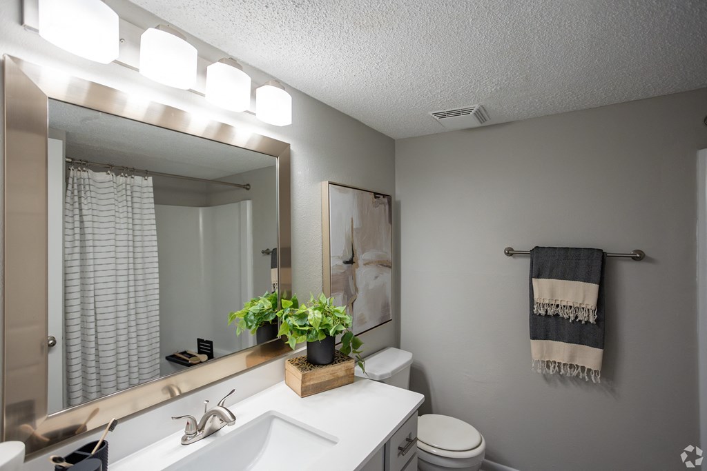 A bathroom with a white sink and a mirror above it. at The Grove Brentwood, Nashville, TN 37211 