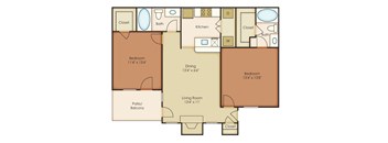 B2 Floor Plan at Villages of Briar Forest, Houston, 77077  