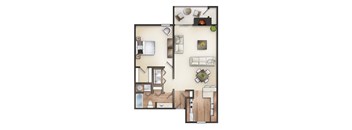 1 Bedroom 1 Bath Floor Plan at Creekside Canopy, Charlotte, 28212  
