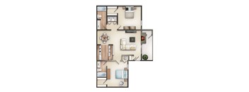 2 Bed 2 Bath Floor Plan at Creekside Canopy, Charlotte  