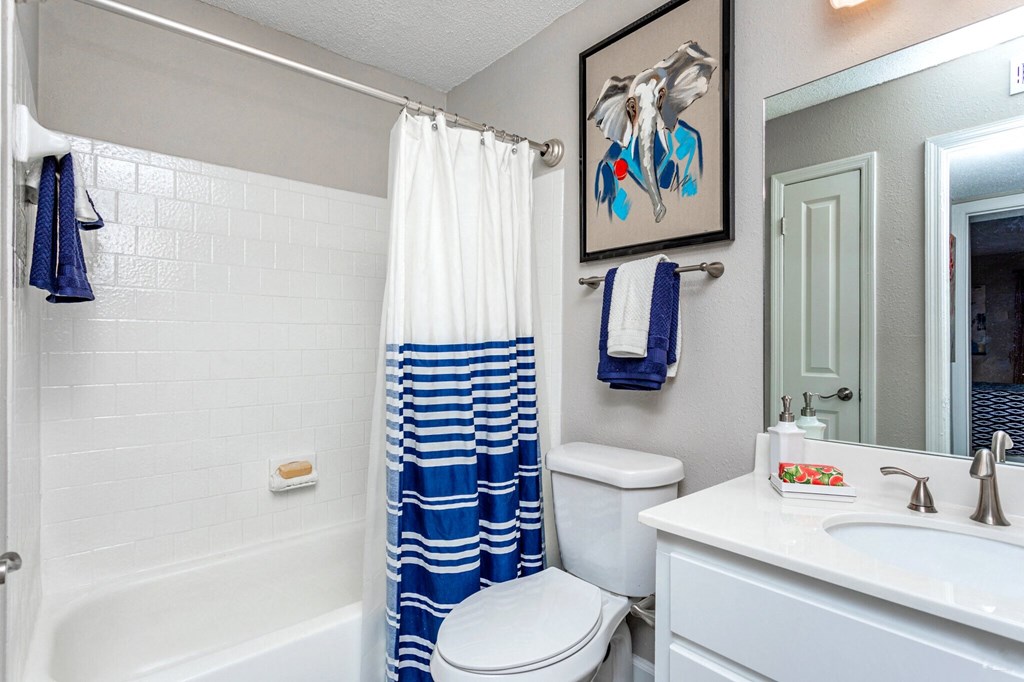a bathroom with a shower and a toilet and a sink