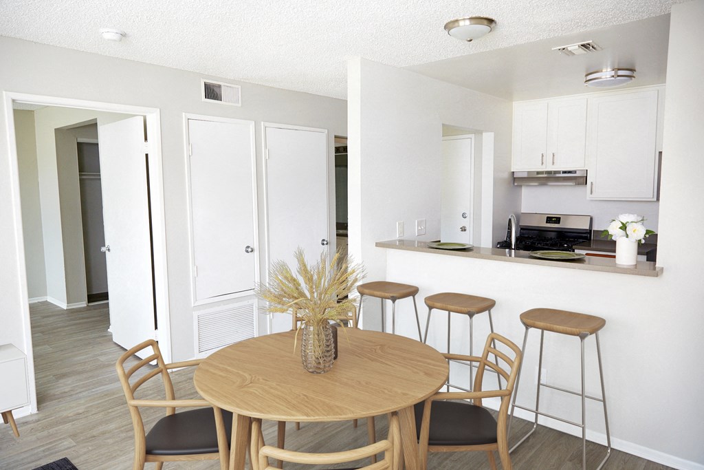 dinning room seating with view into the kitchen